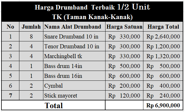 harga alat drumband TK terbaik | dmaster drumband | 0812.2930.3940
