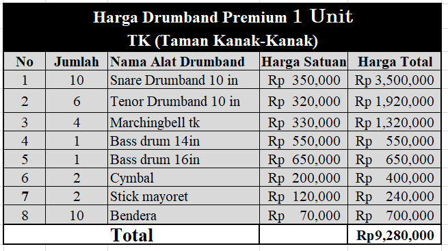 harga alat drumband TK premium | dmaster drumband | 0812.2930.3940